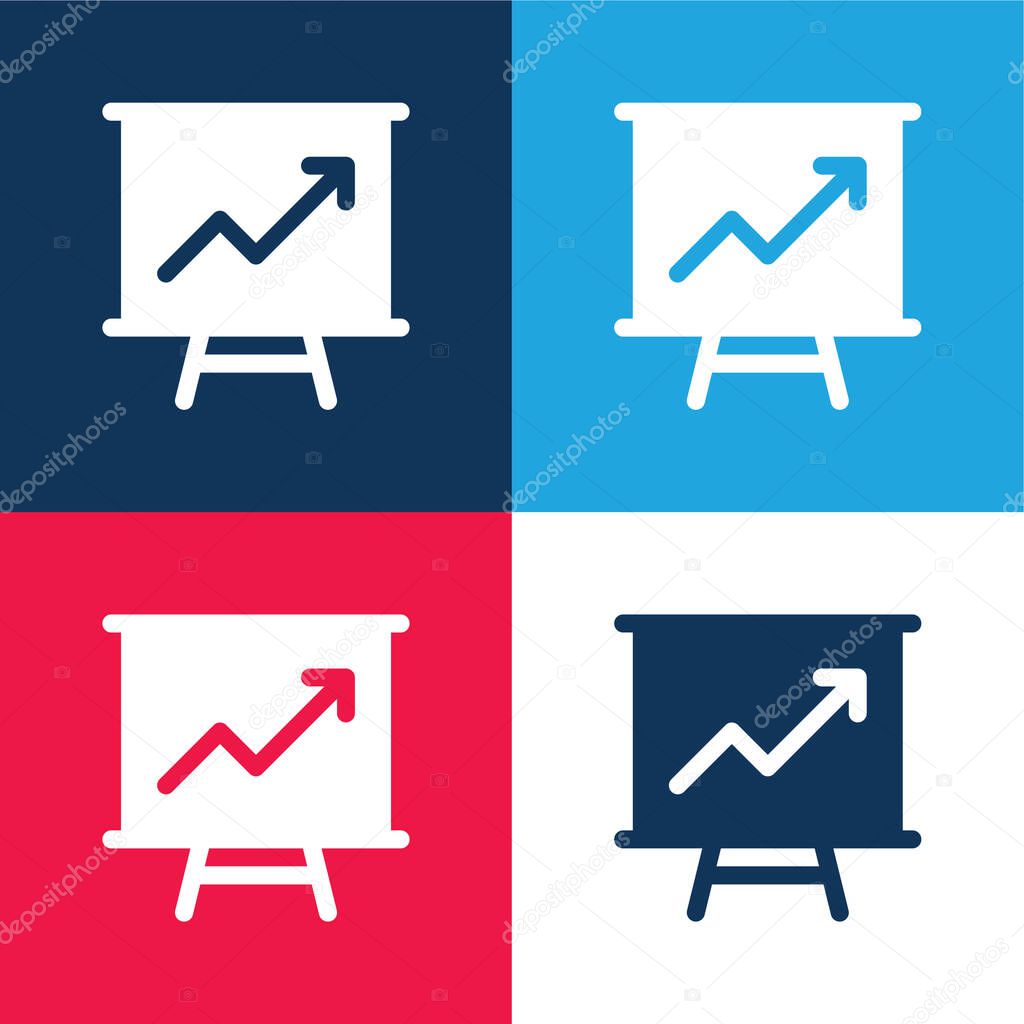 Board blue and red four color minimal icon set