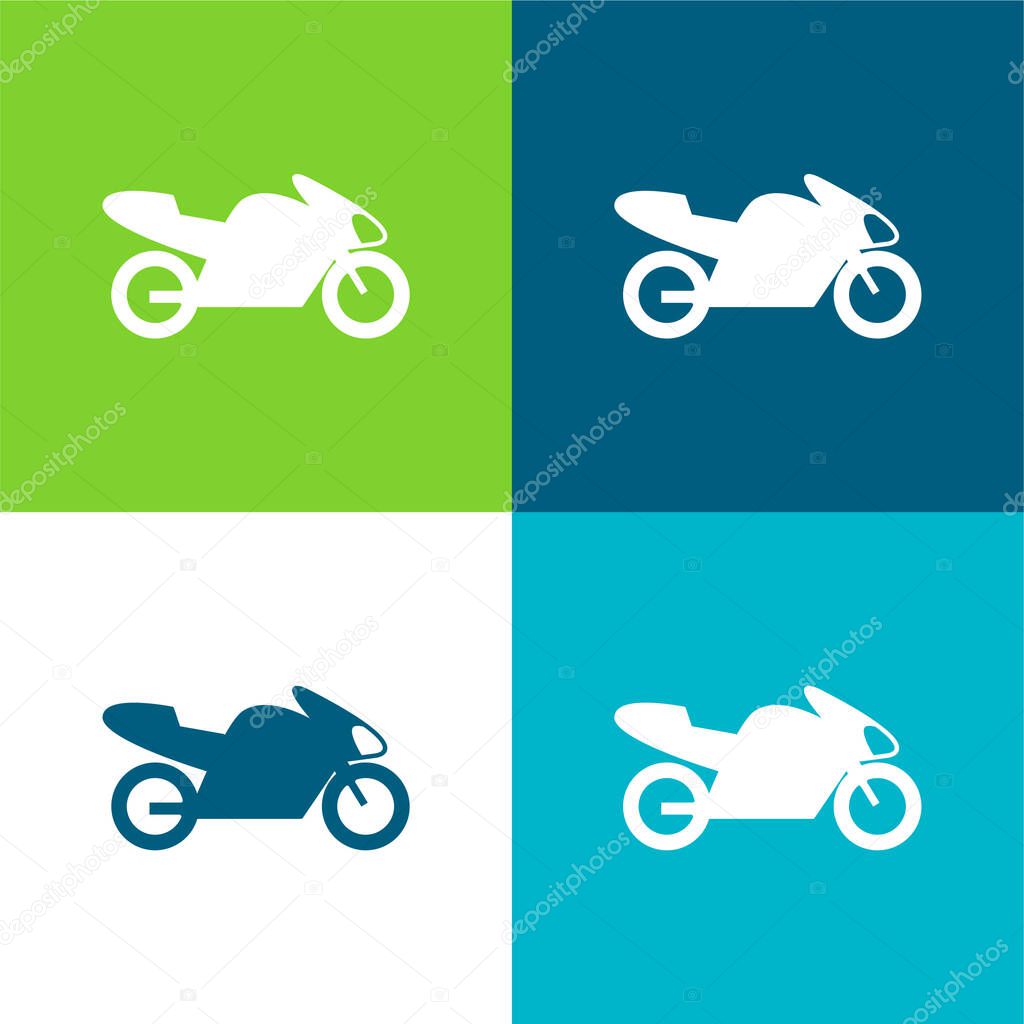Bike With Motor, IOS 7 Interface Symbol Flat four color minimal icon set
