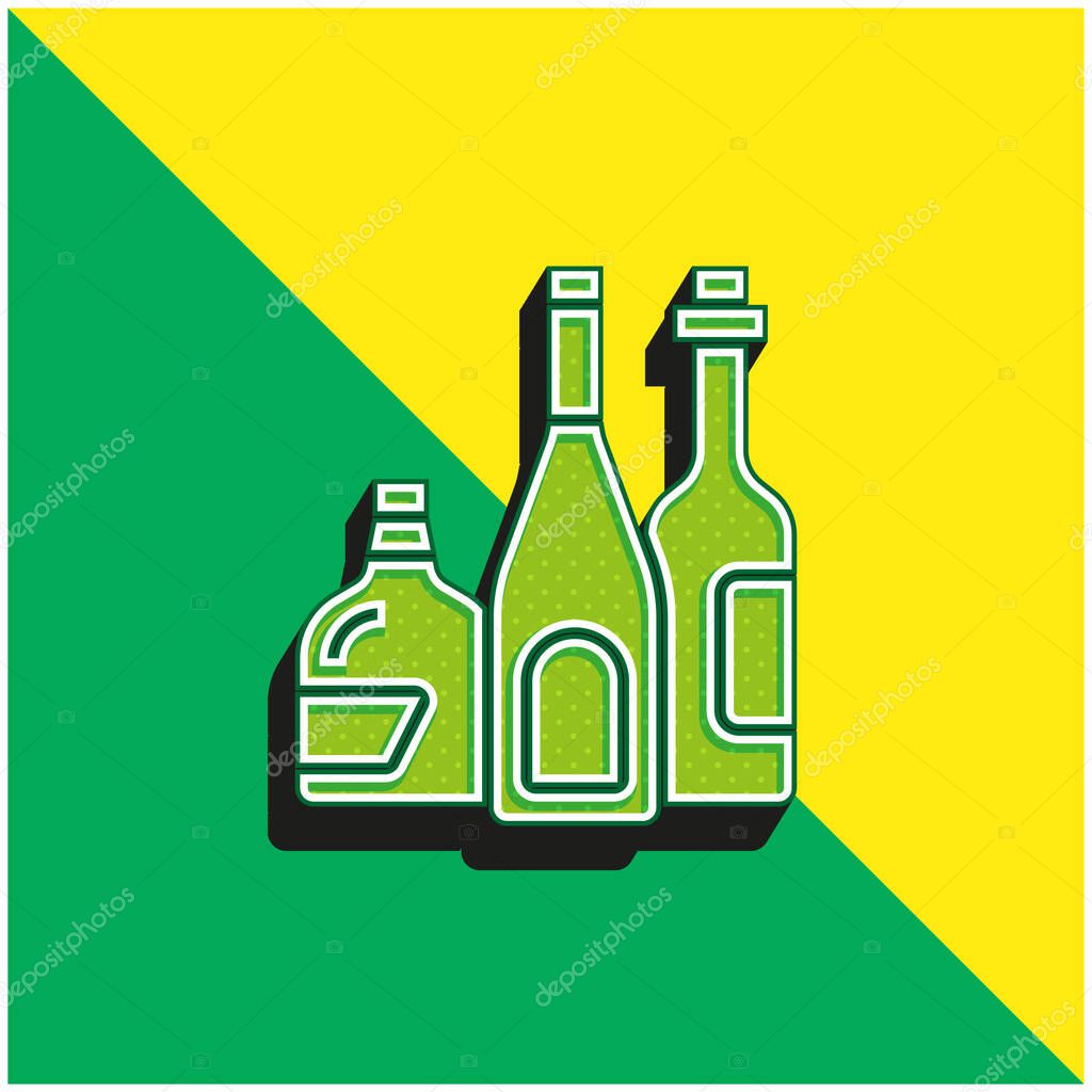 Alcoholic Drink Green and yellow modern 3d vector icon logo