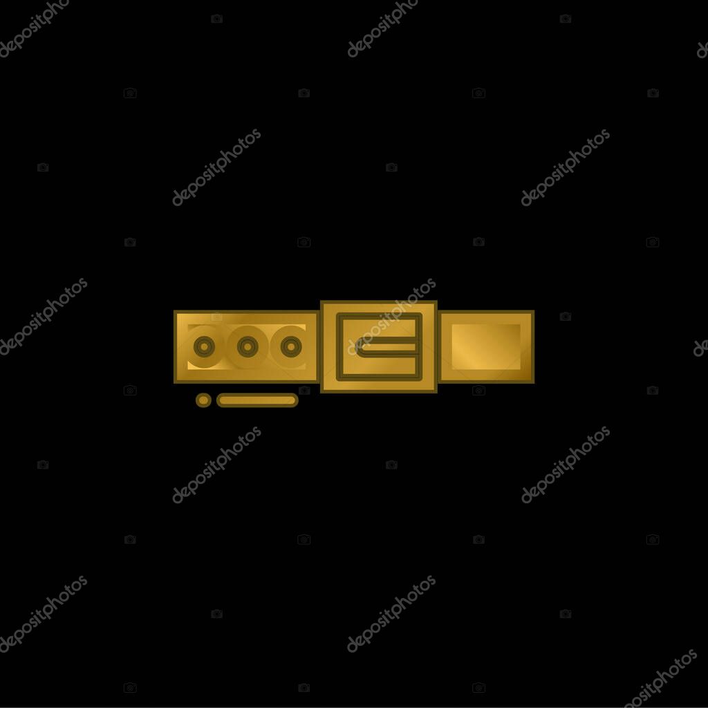 Belt gold plated metalic icon or logo vector