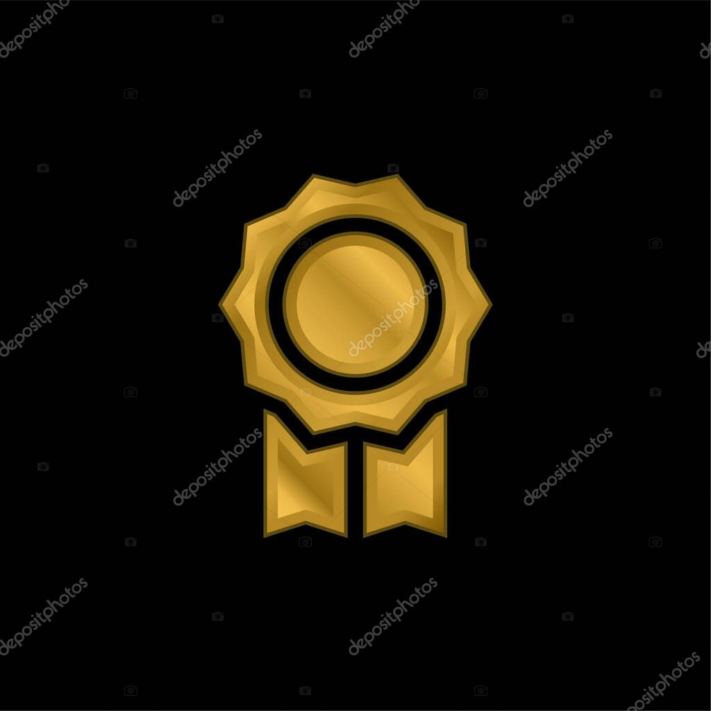 Badge gold plated metalic icon or logo vector