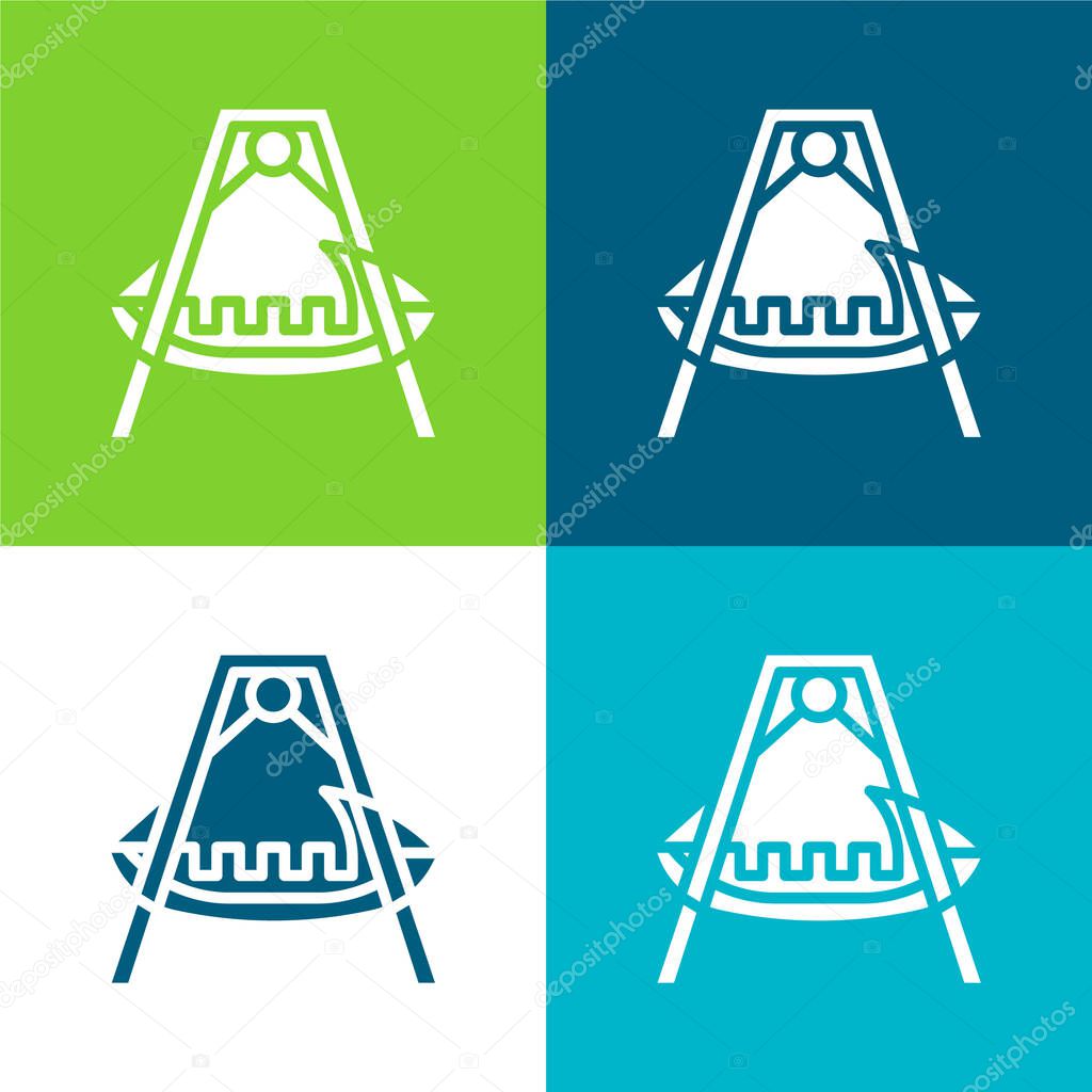 Boat Flat four color minimal icon set