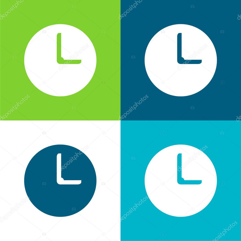 Black Wall Clock Flat four color minimal icon set