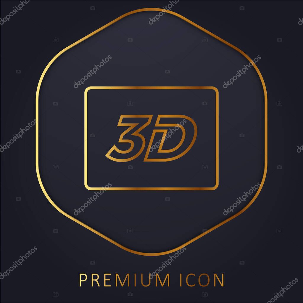 3D Sign golden line premium logo or icon