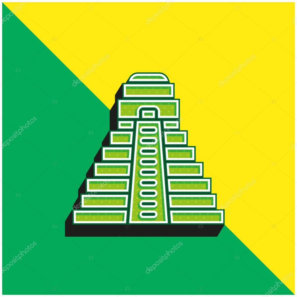 Aztec Pyramid Green and yellow modern 3d vector icon logo