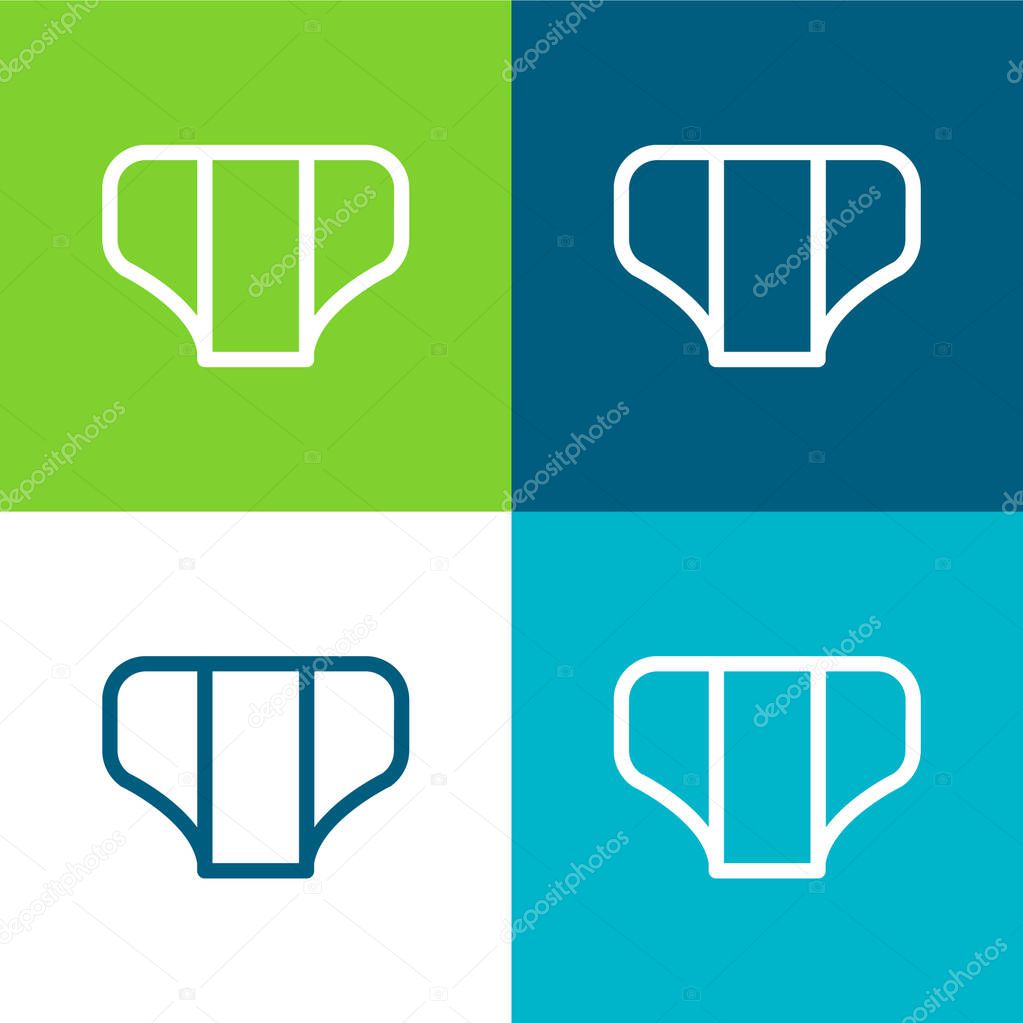Baby Diaper Outline Flat four color minimal icon set