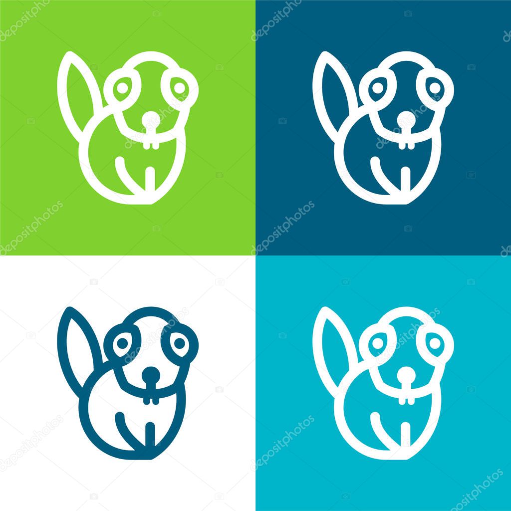 Beaver Flat four color minimal icon set