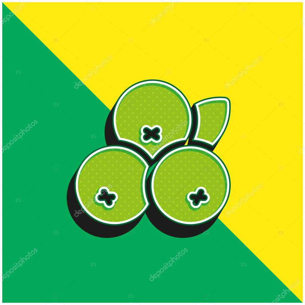 Acai Green and yellow modern 3d vector icon logo