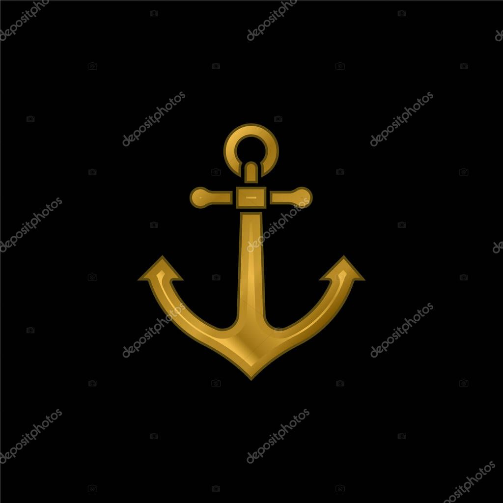 Anchor gold plated metalic icon or logo vector