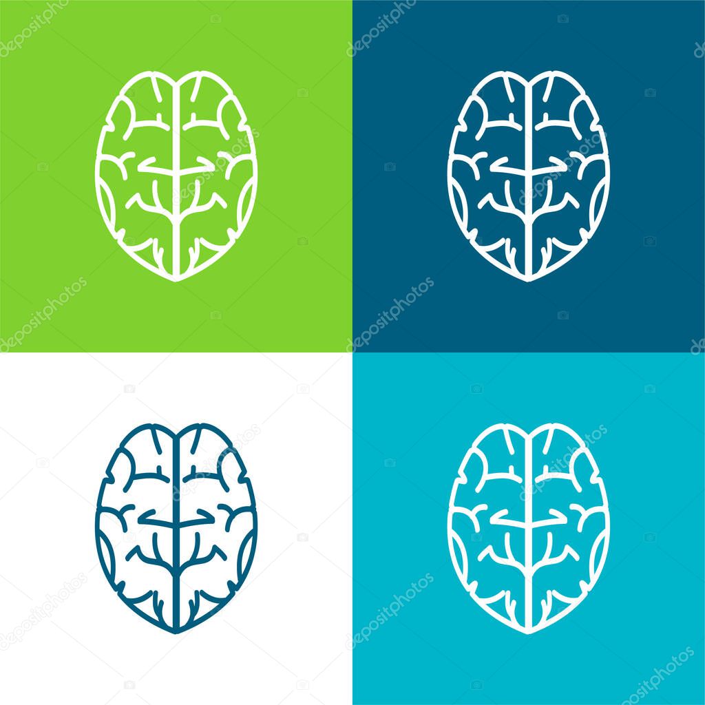 Brain Flat four color minimal icon set