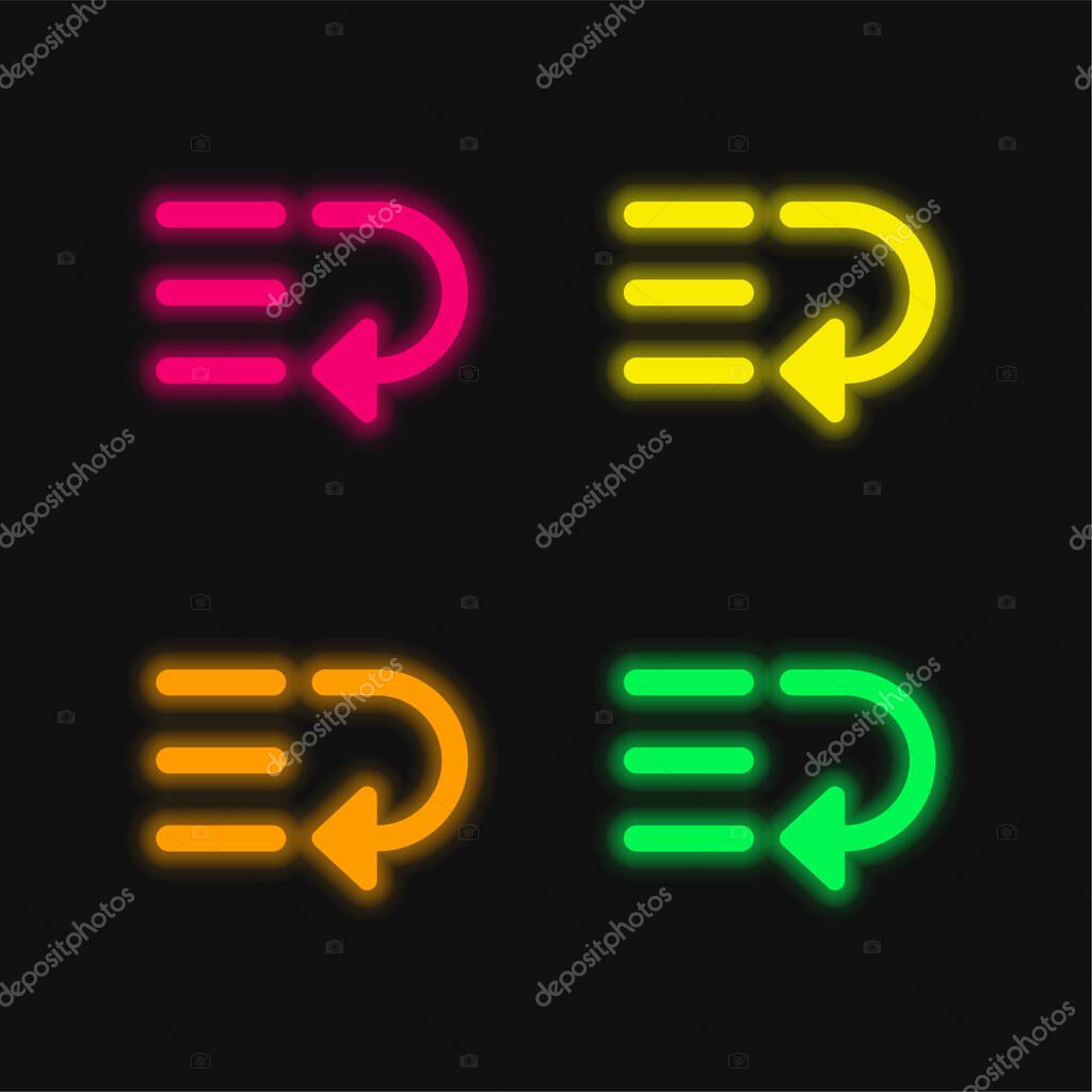 Bottom four color glowing neon vector icon