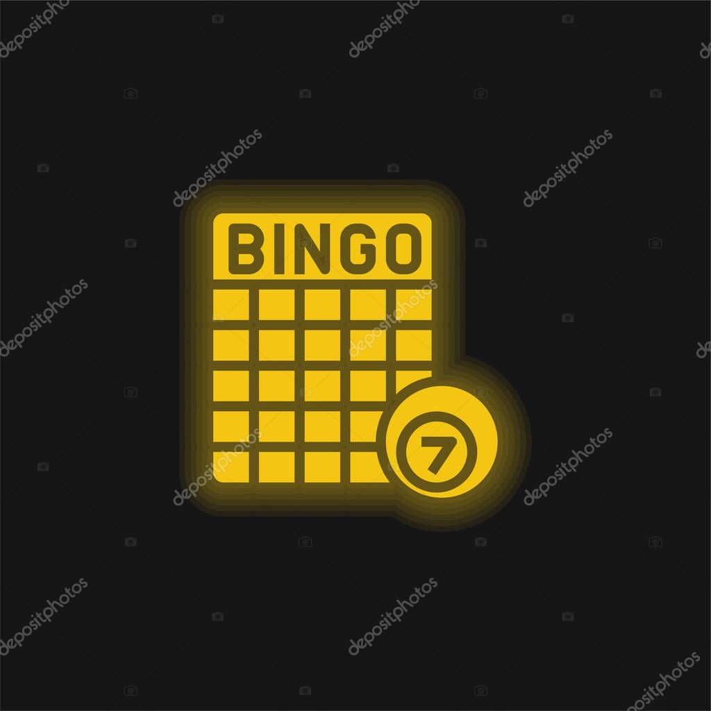 Bingo yellow glowing neon icon