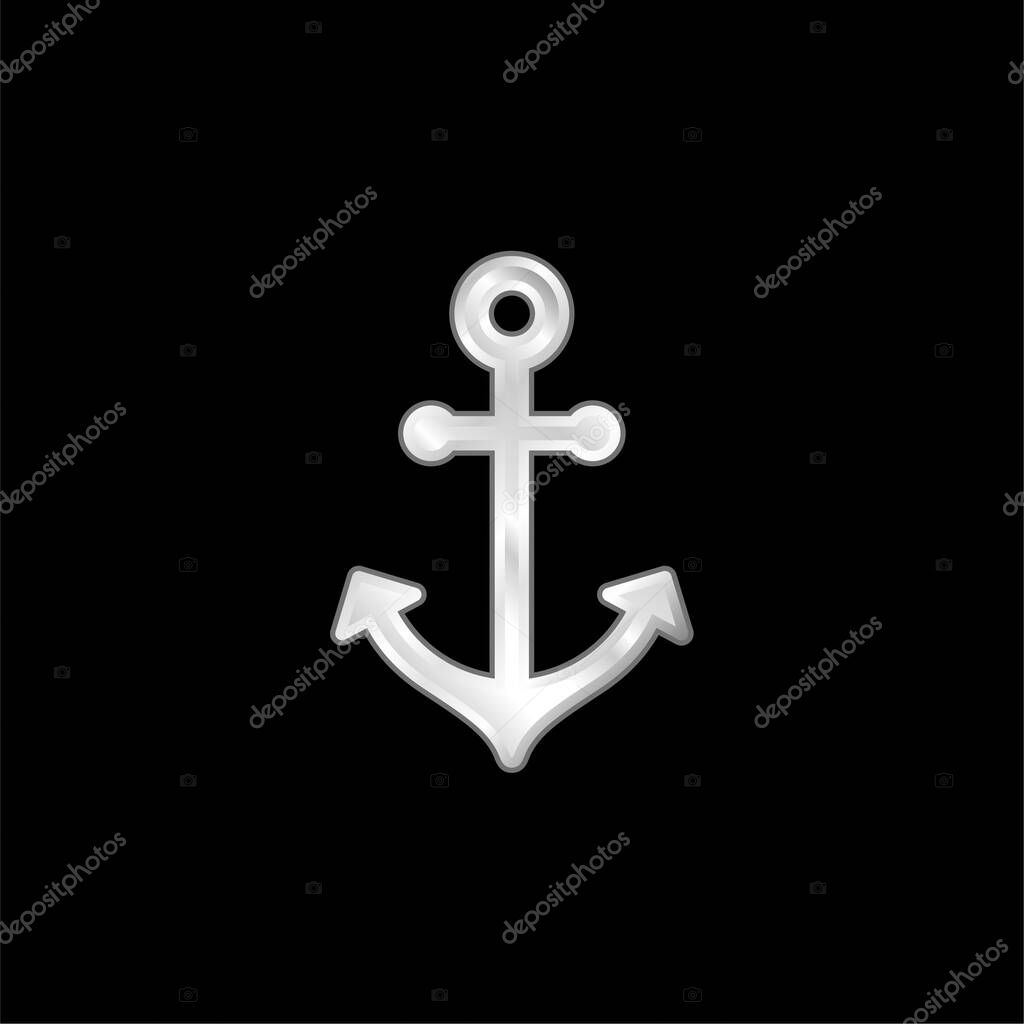 Boat Anchor silver plated metallic icon