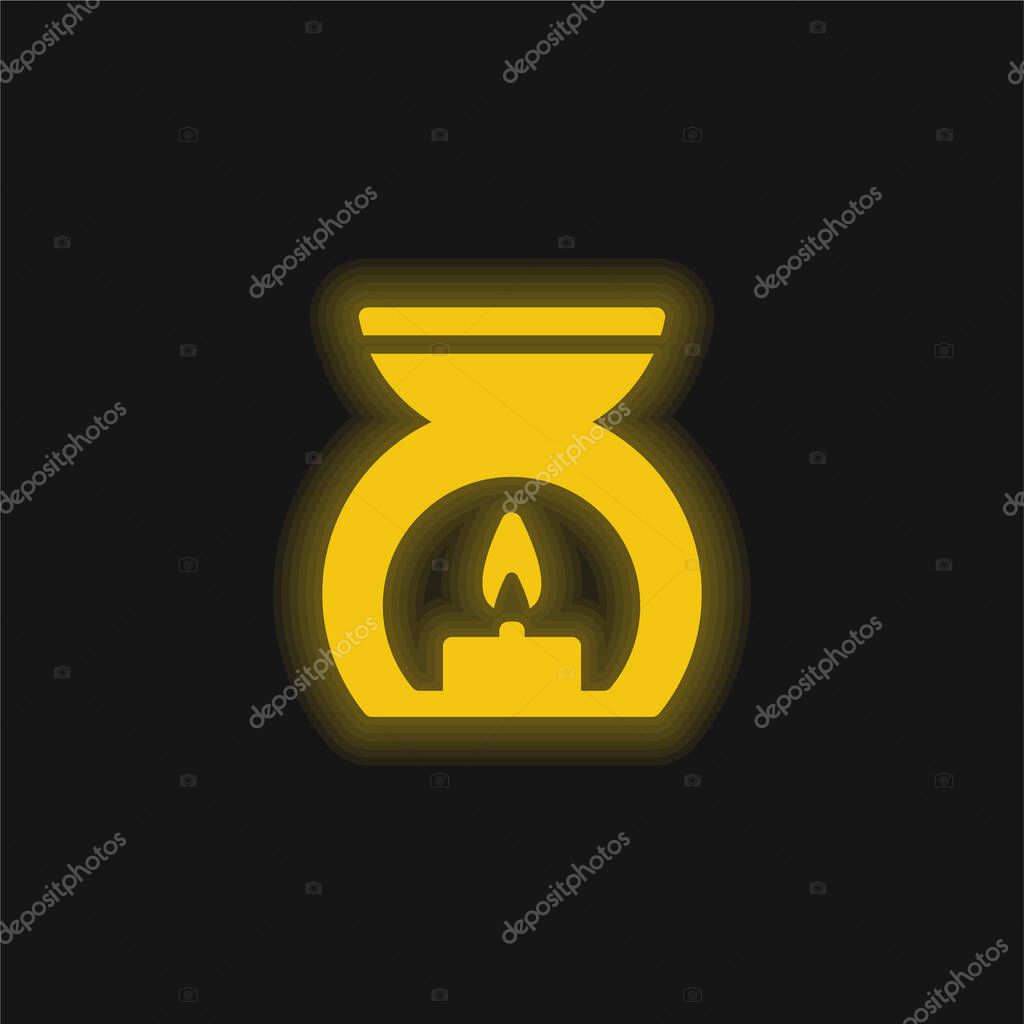 Aromatherapy Spa Treatment yellow glowing neon icon