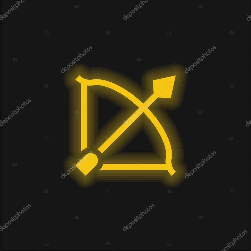 Archery yellow glowing neon icon