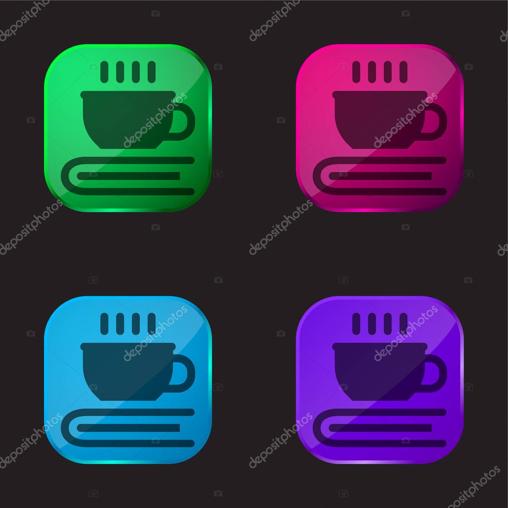 Book four color glass button icon