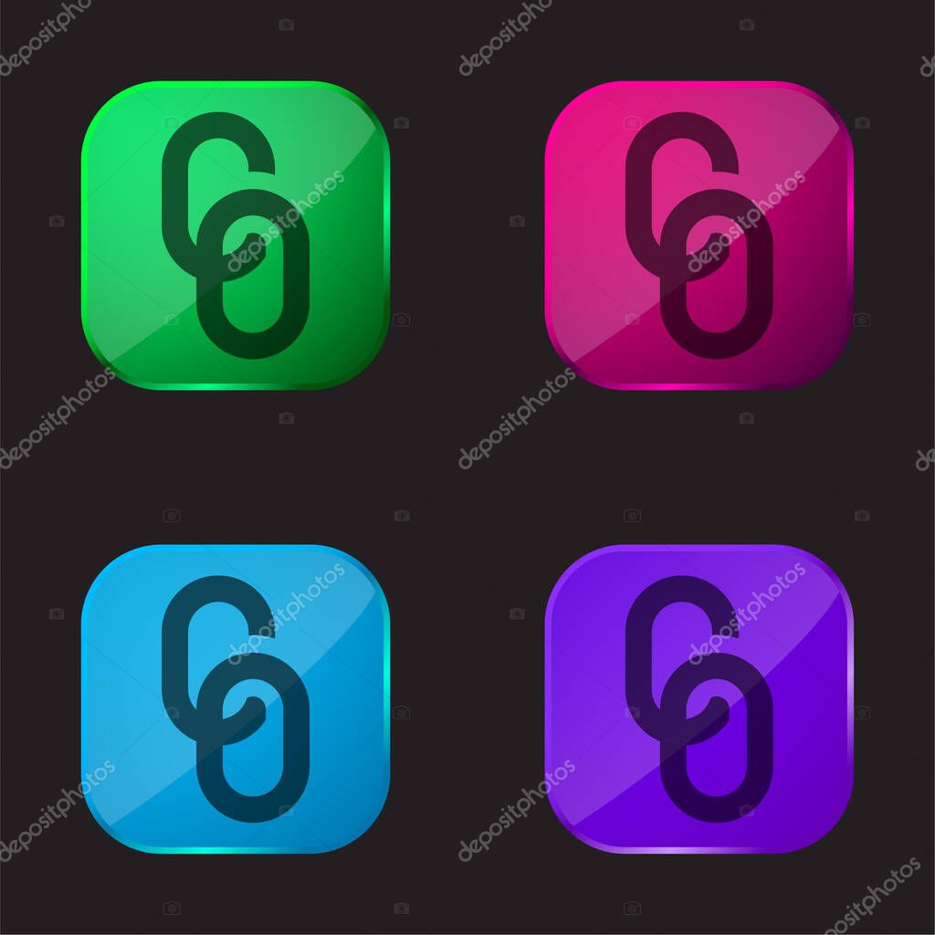 Big Chain four color glass button icon