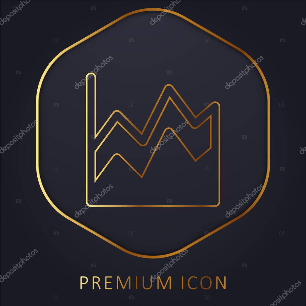 Area Chart golden line premium logo or icon