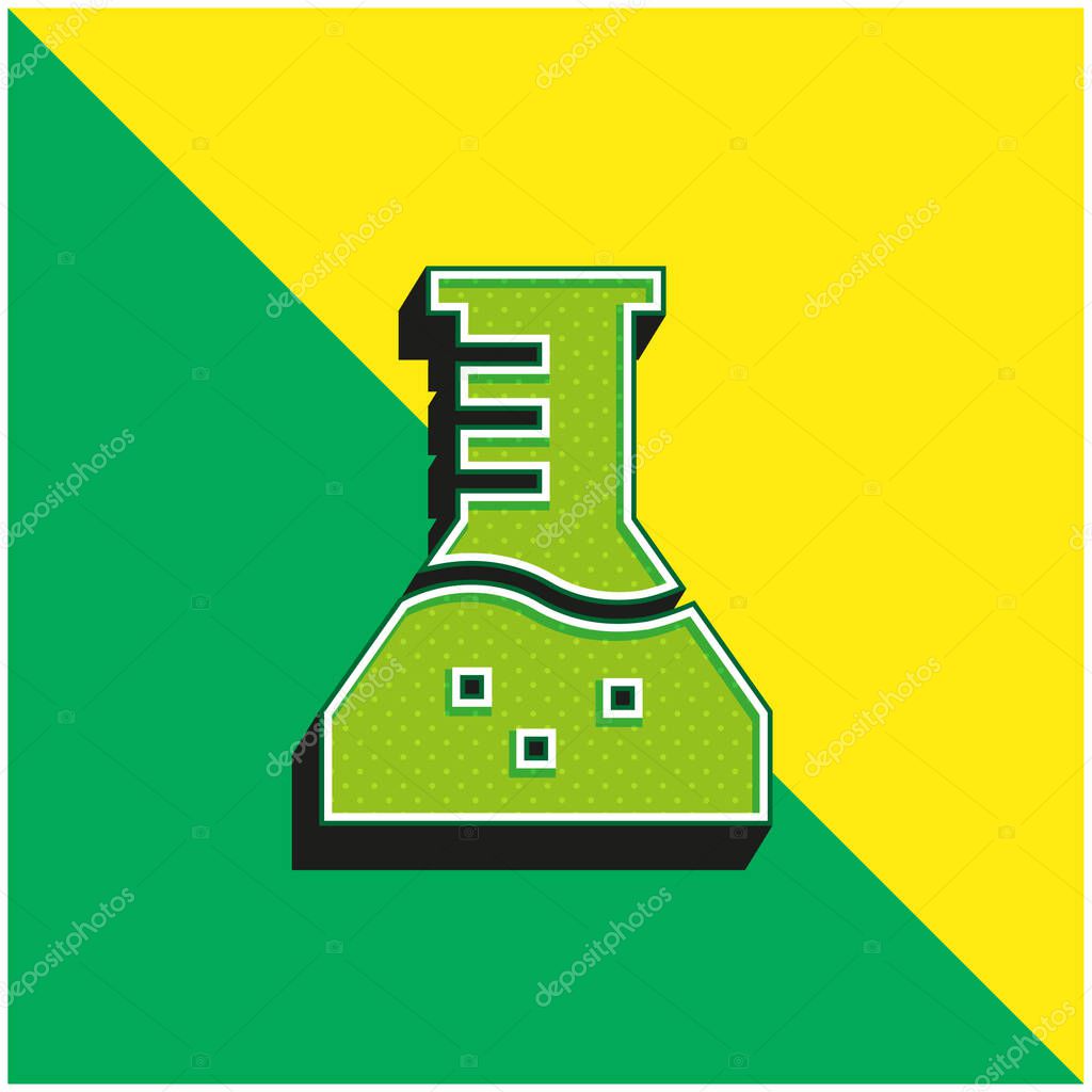 Beaker Green and yellow modern 3d vector icon logo