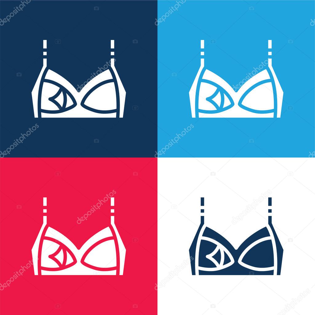 Bra blue and red four color minimal icon set