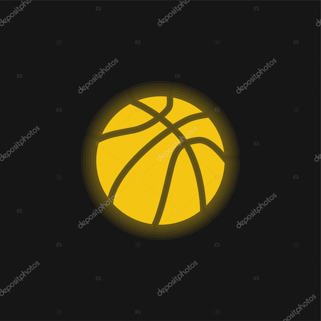Ball Of Basketball yellow glowing neon icon