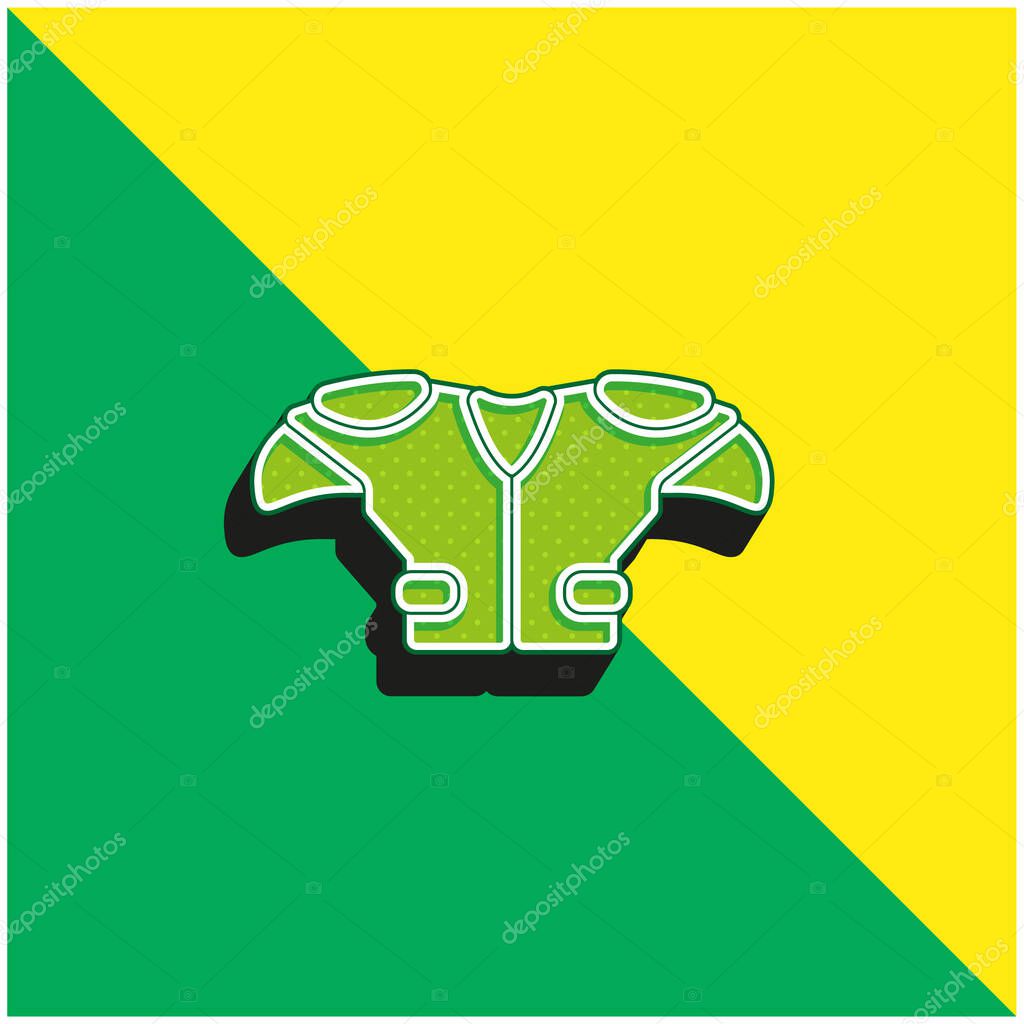 American Football Player Black T Shirt Cloth Green and yellow modern 3d vector icon logo
