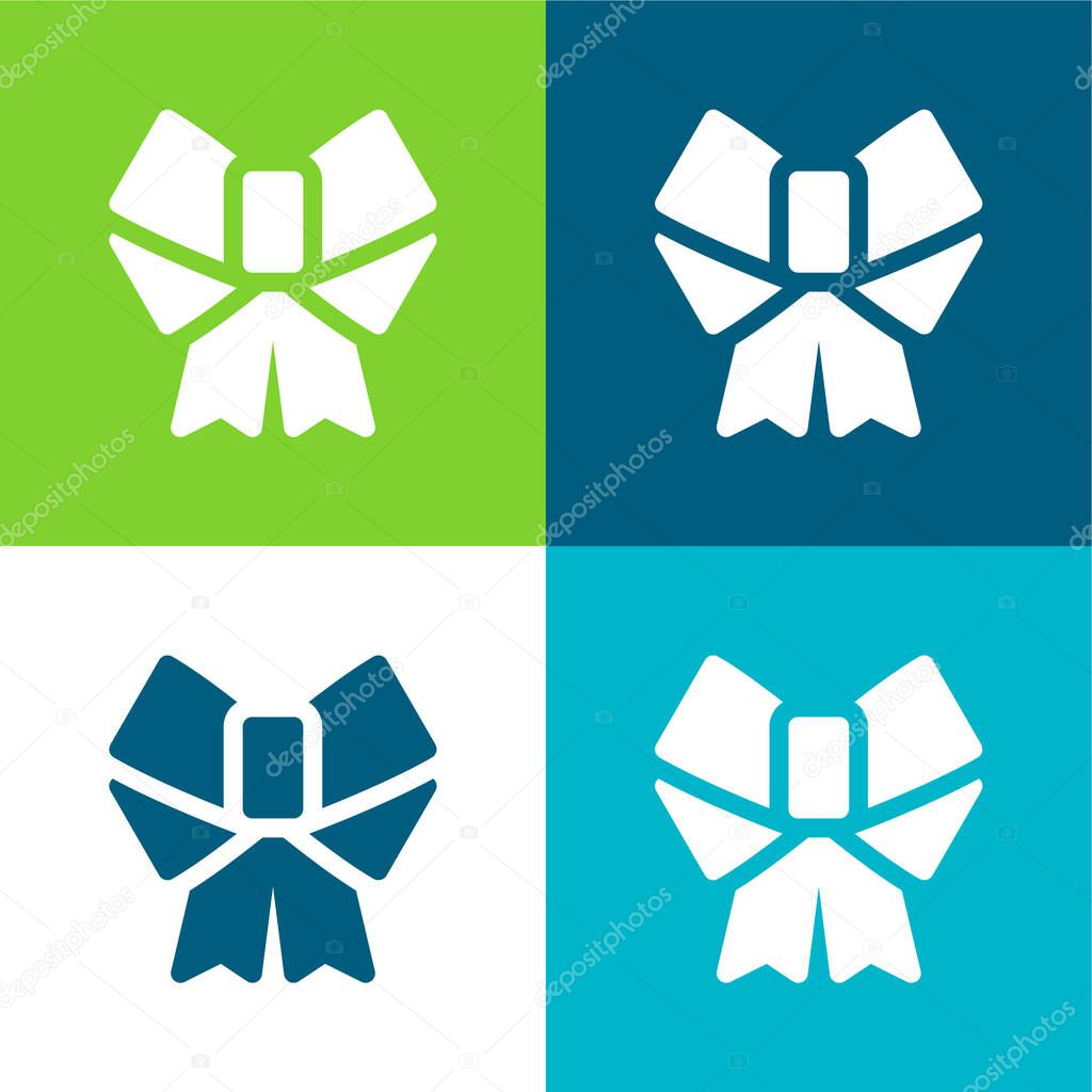 Bow Flat four color minimal icon set