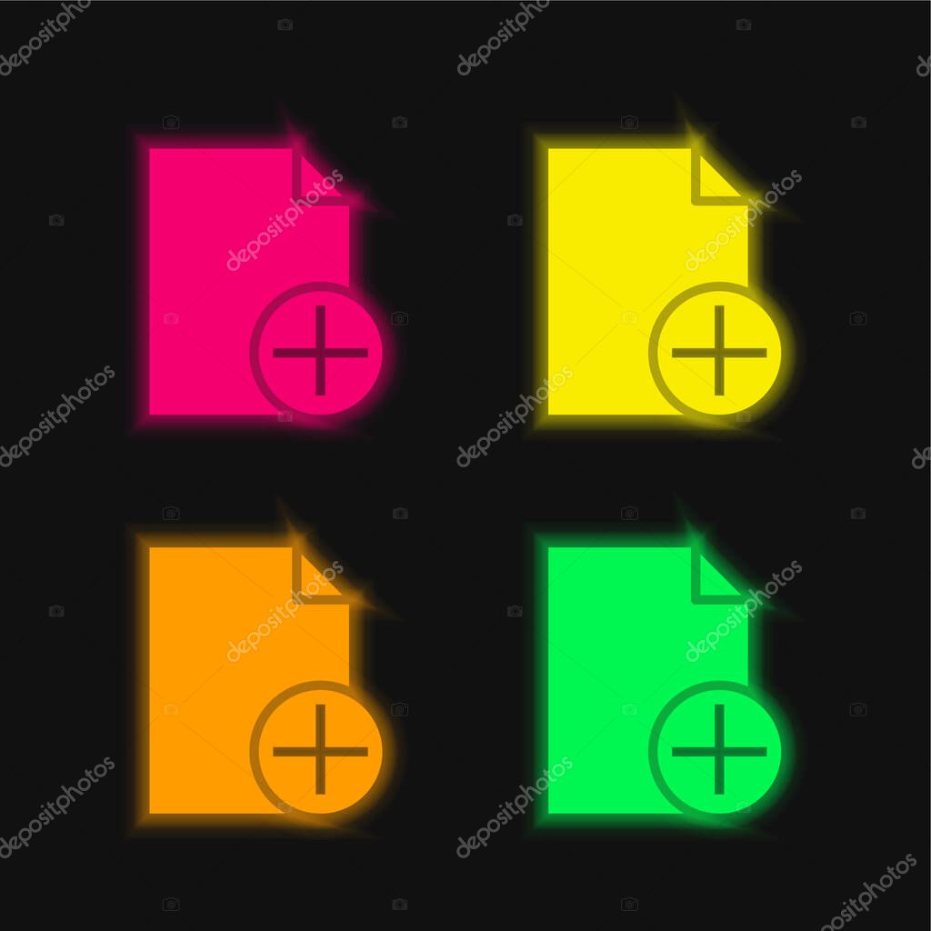 Add four color glowing neon vector icon