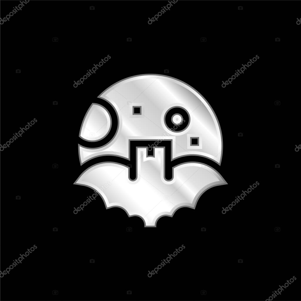 Bat silver plated metallic icon