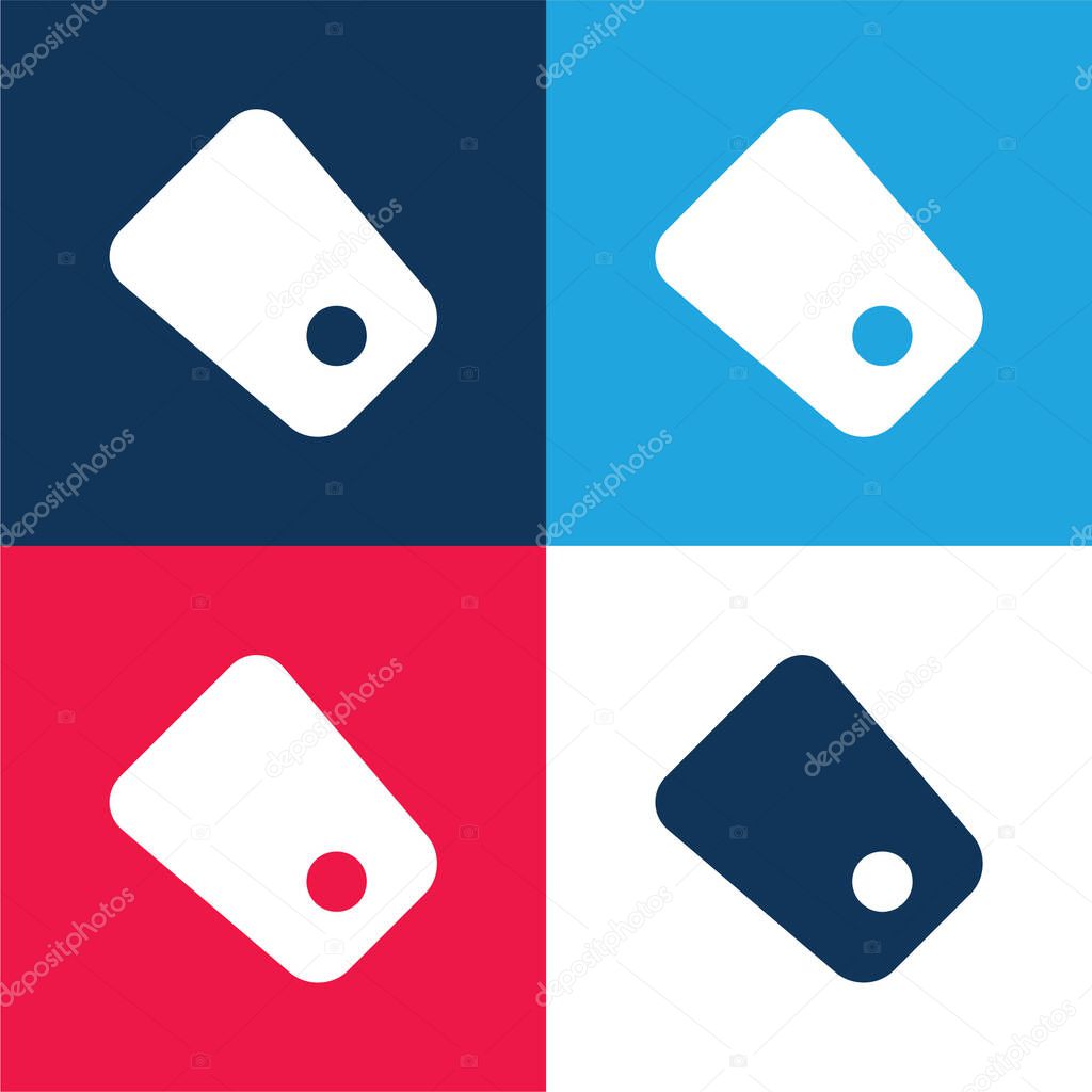 Black Tag blue and red four color minimal icon set