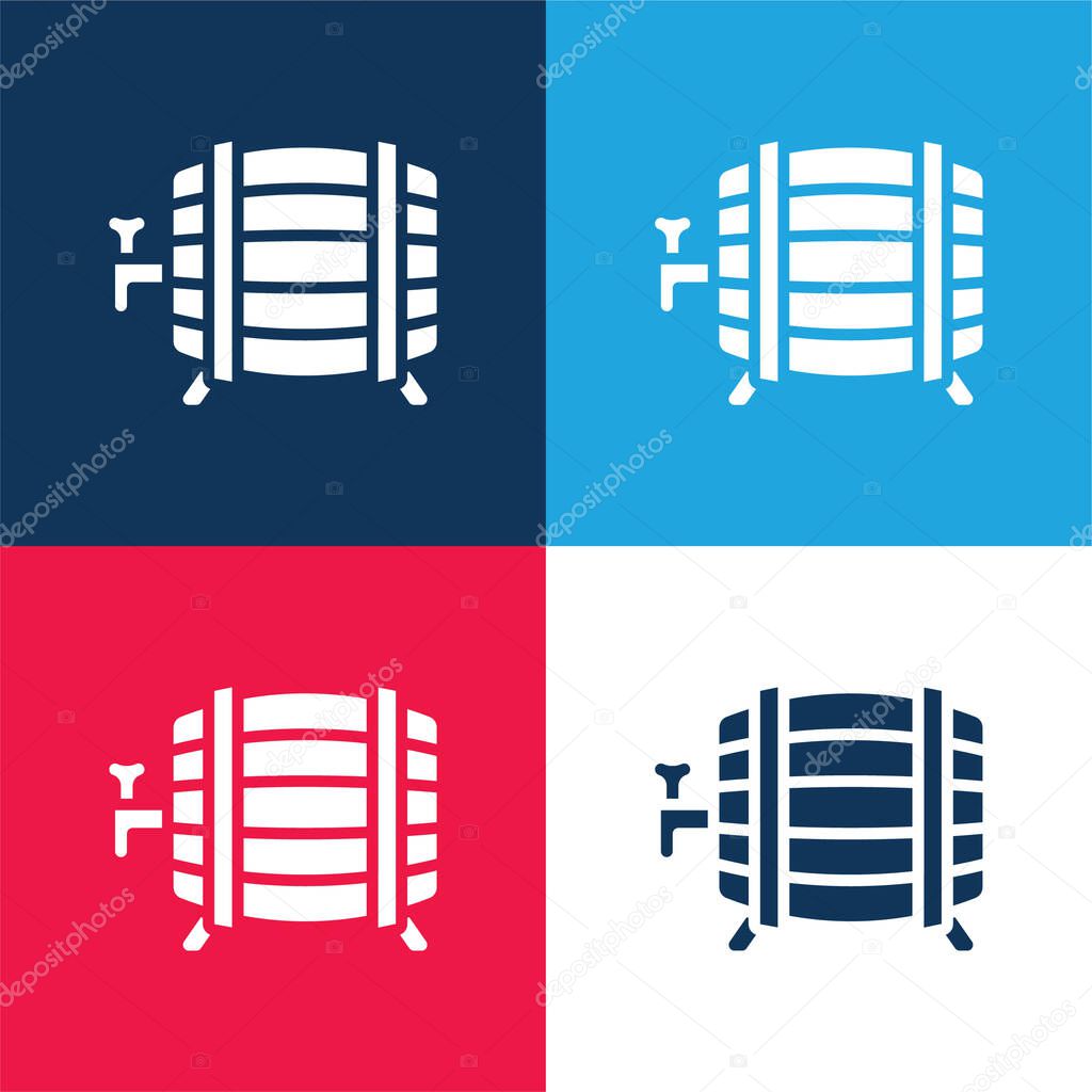 Barrel blue and red four color minimal icon set