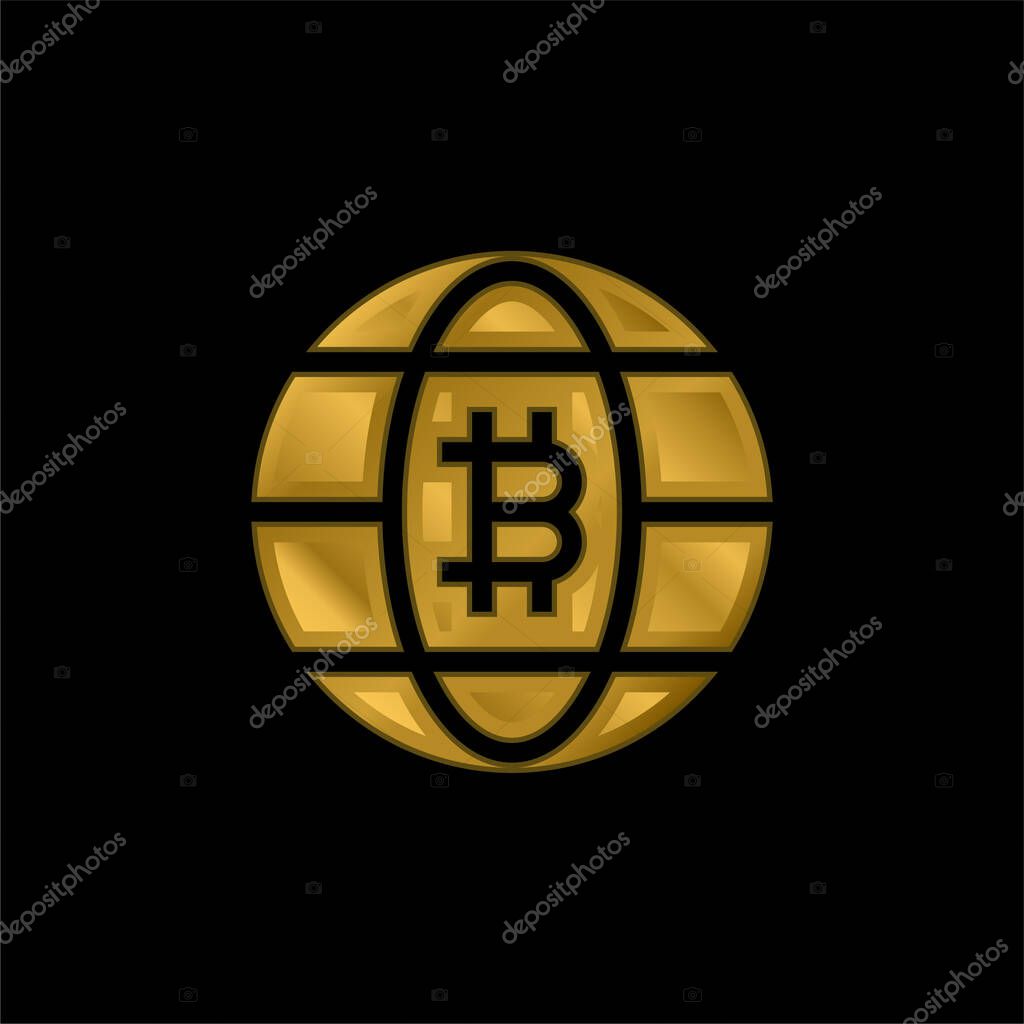 Bitcoin gold plated metalic icon or logo vector