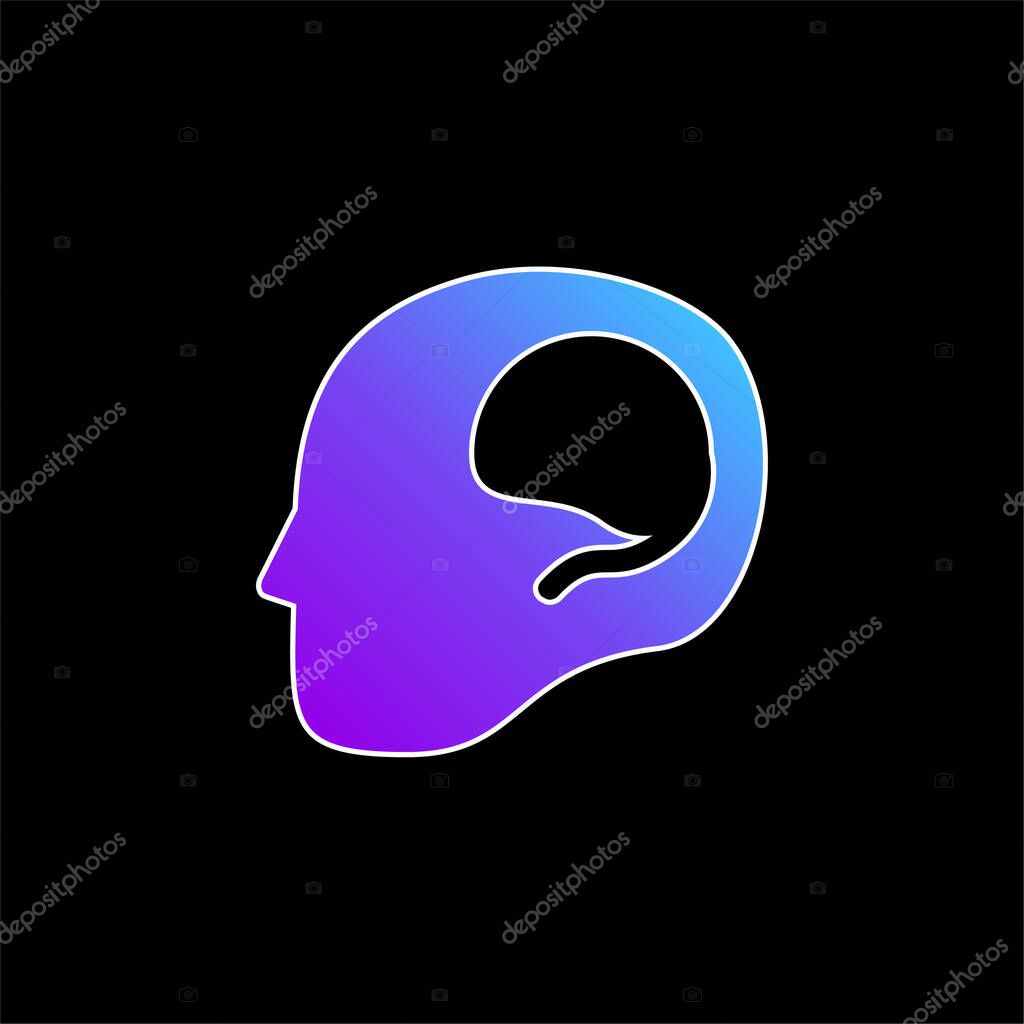 Brain In Bald Male Head blue gradient vector icon
