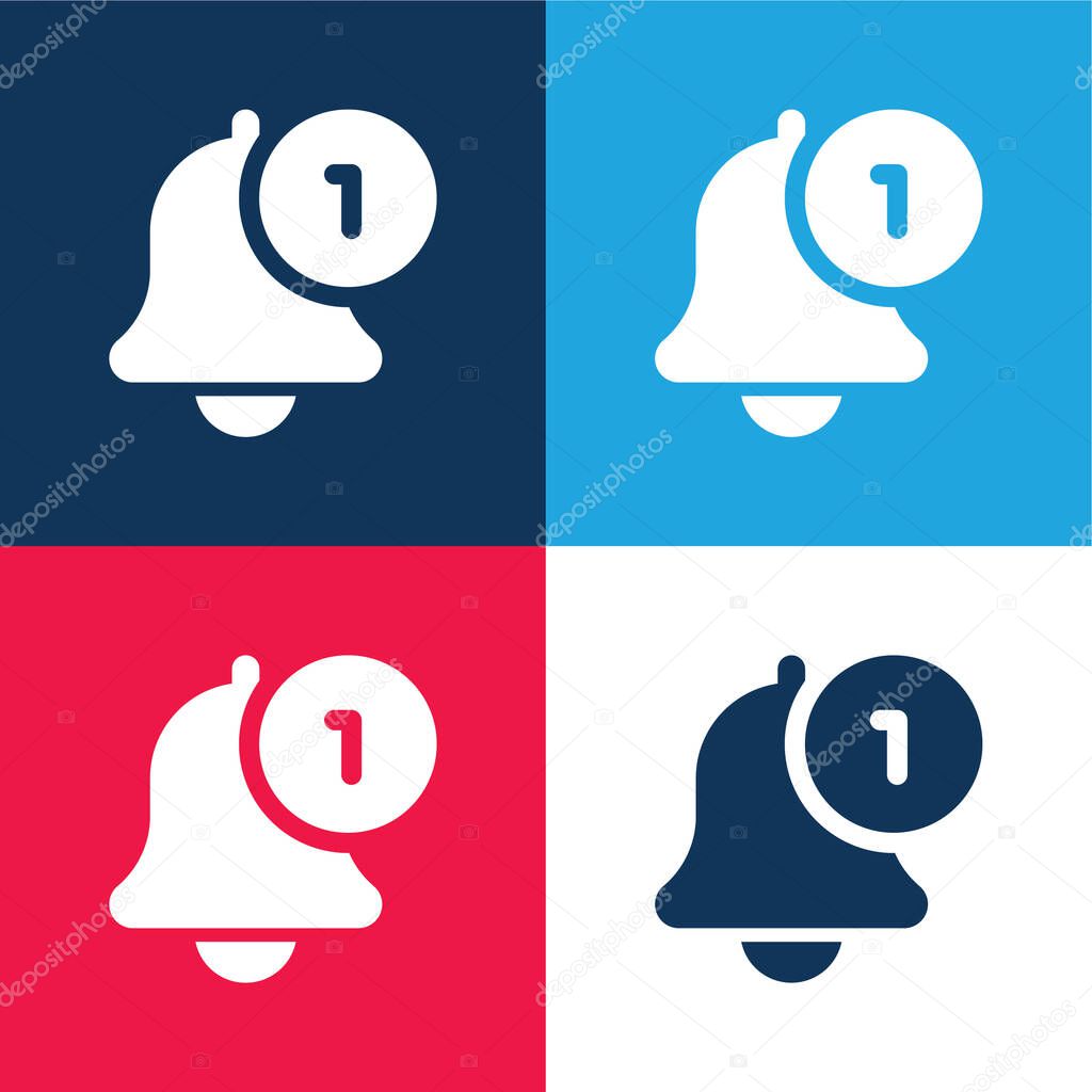 Active blue and red four color minimal icon set