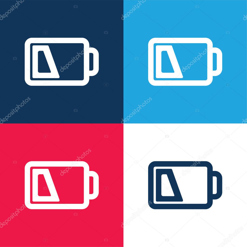 Battery On Discharged Level Outline blue and red four color minimal icon set
