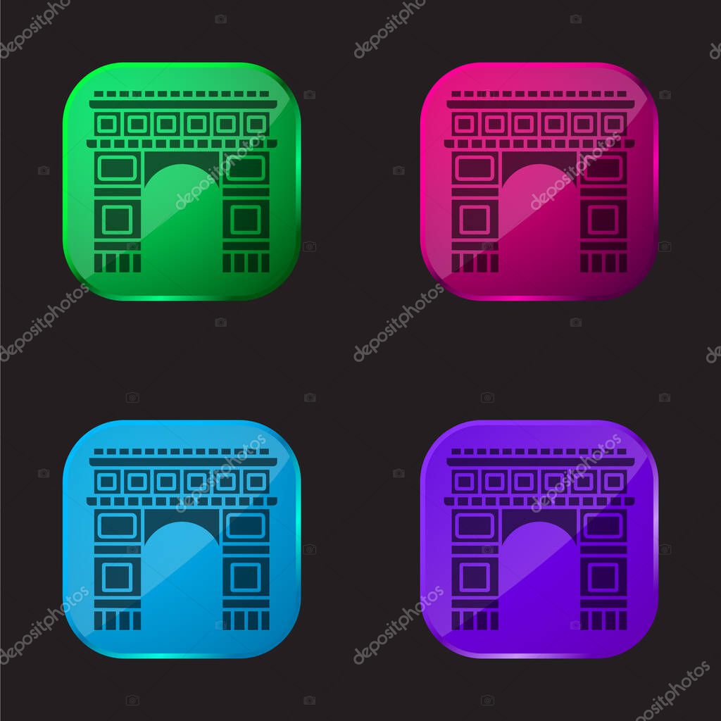 Arc De Triomphe four color glass button icon