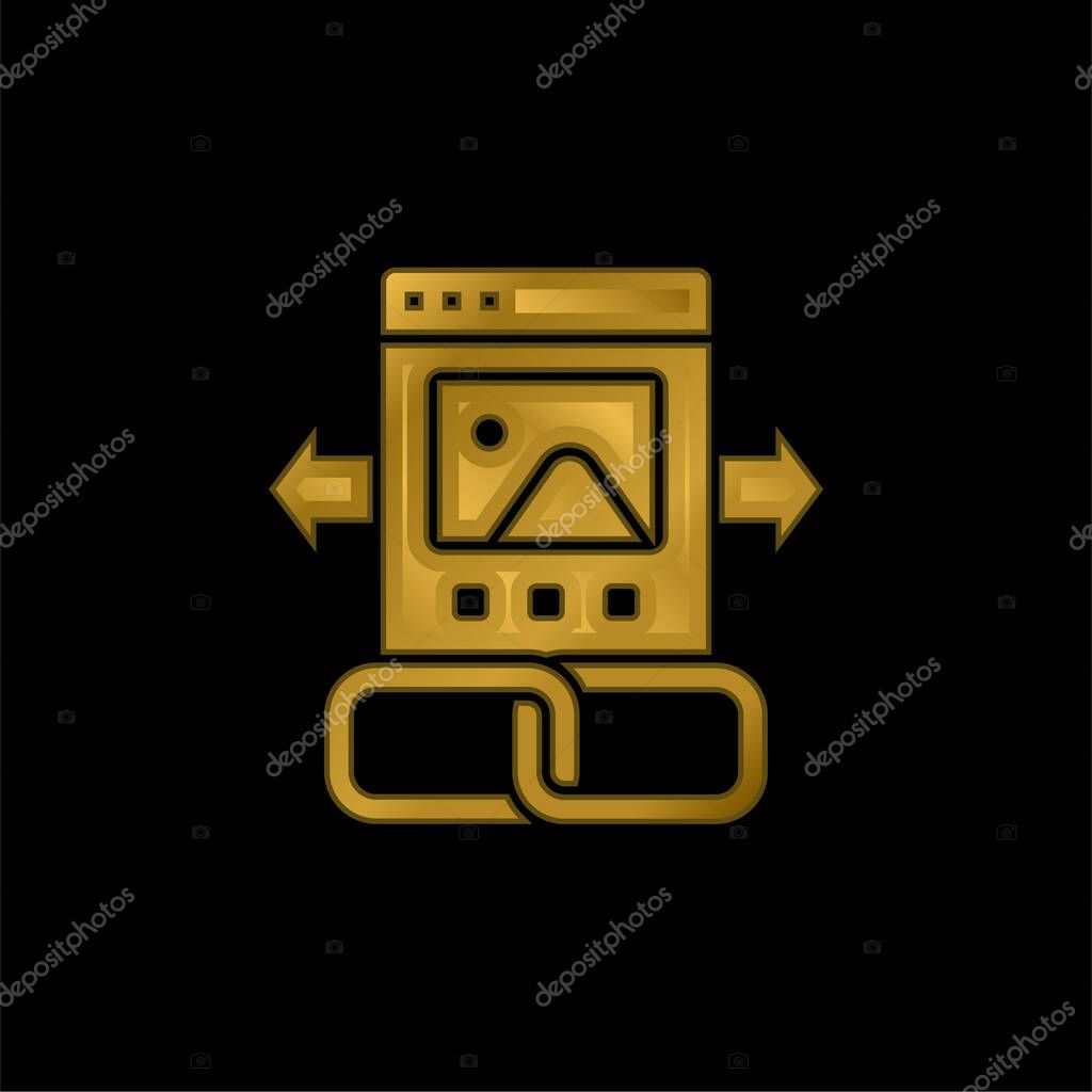 Backlink gold plated metalic icon or logo vector