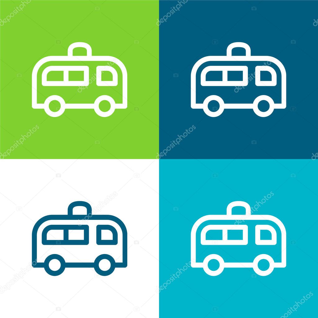 Ambulance Flat four color minimal icon set