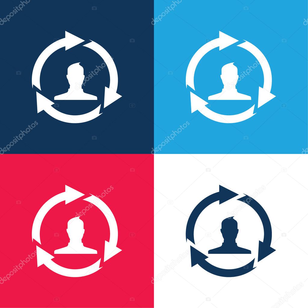 Affiliate Marketing blue and red four color minimal icon set