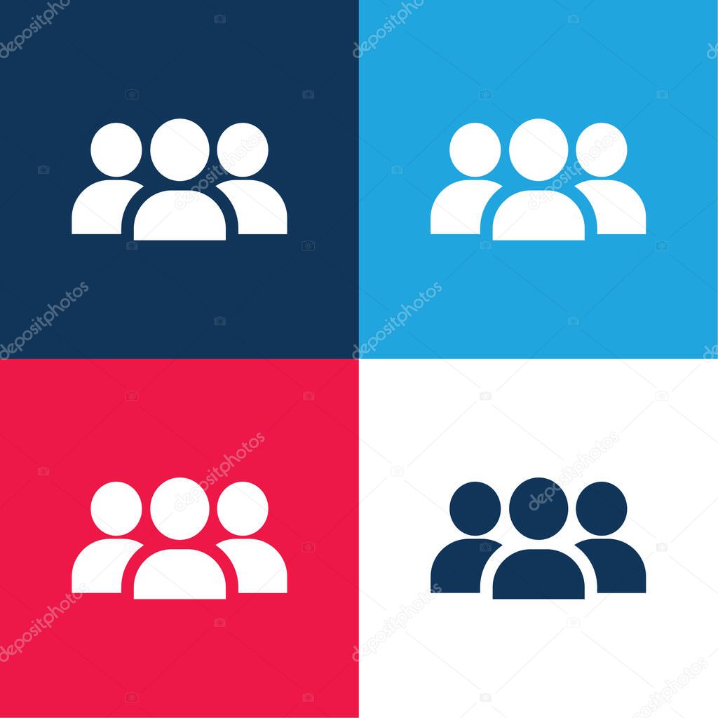 Audience blue and red four color minimal icon set