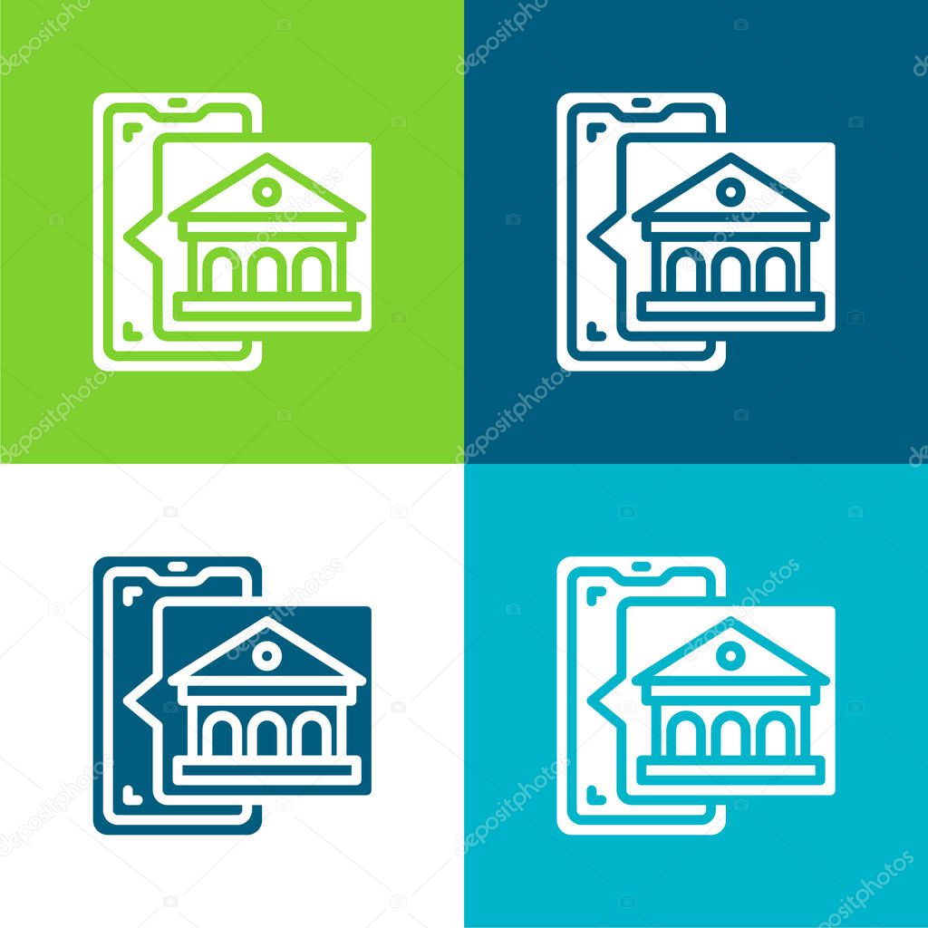 Bank Flat four color minimal icon set