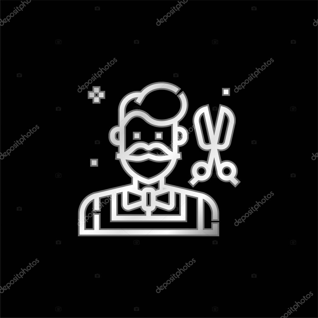 Barber silver plated metallic icon