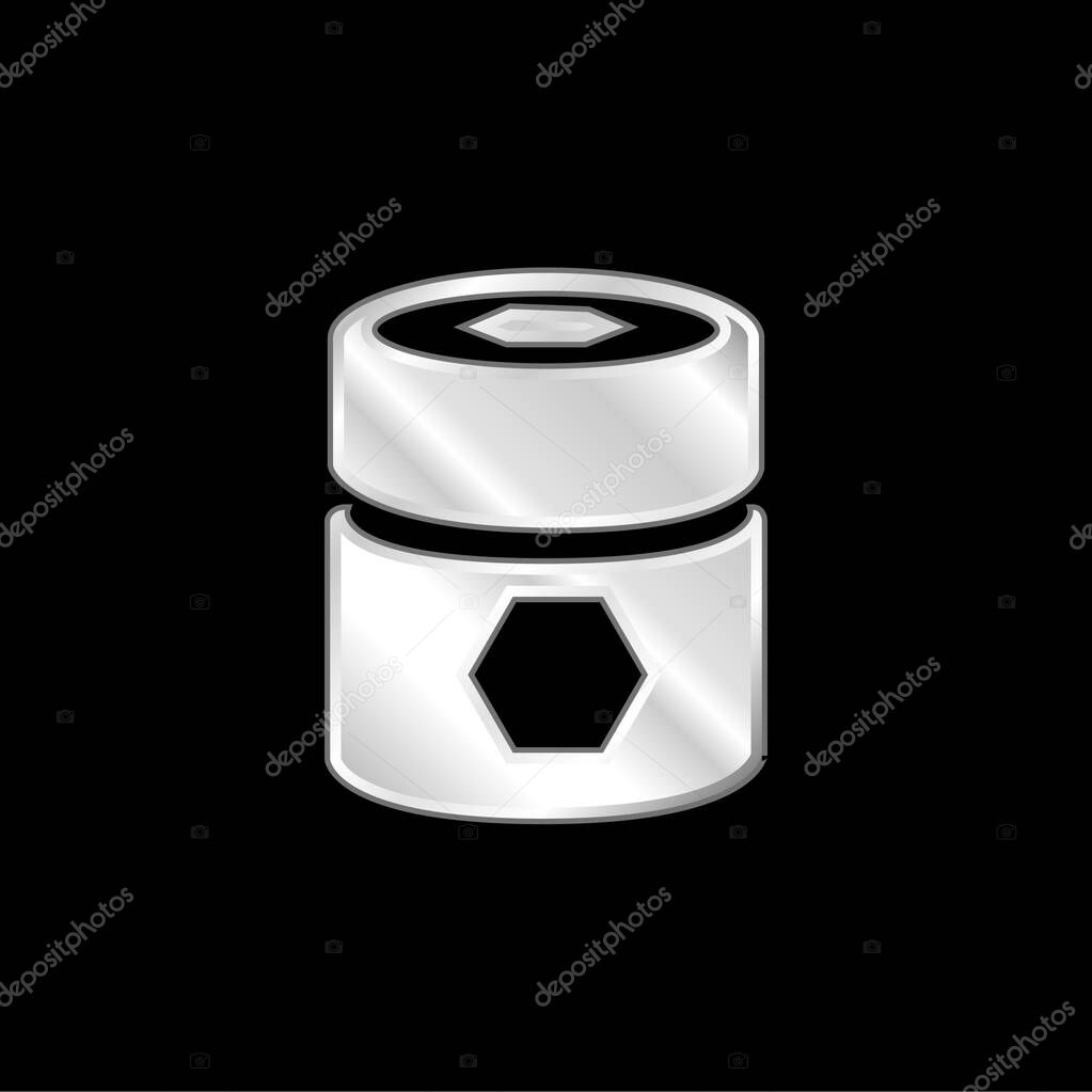 Barrel With Pentagons silver plated metallic icon