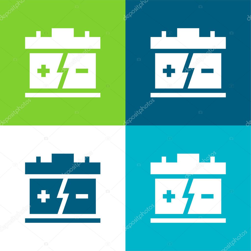 Battery Flat four color minimal icon set