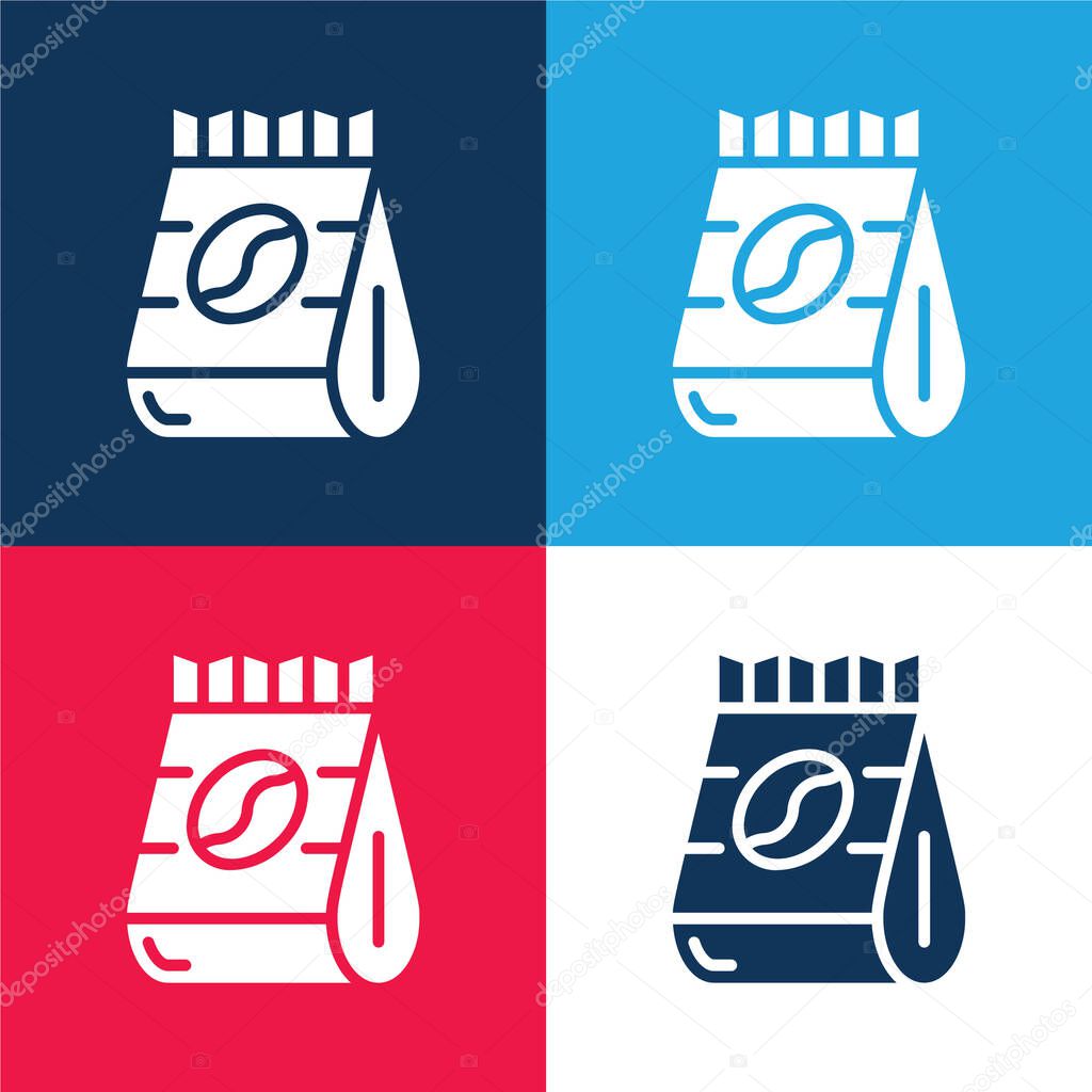 Beans blue and red four color minimal icon set