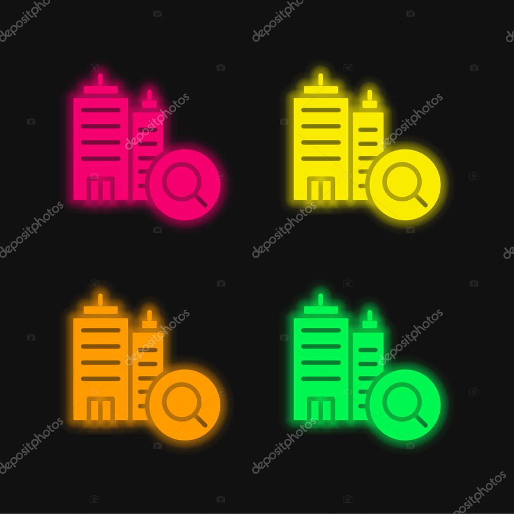 Booking four color glowing neon vector icon
