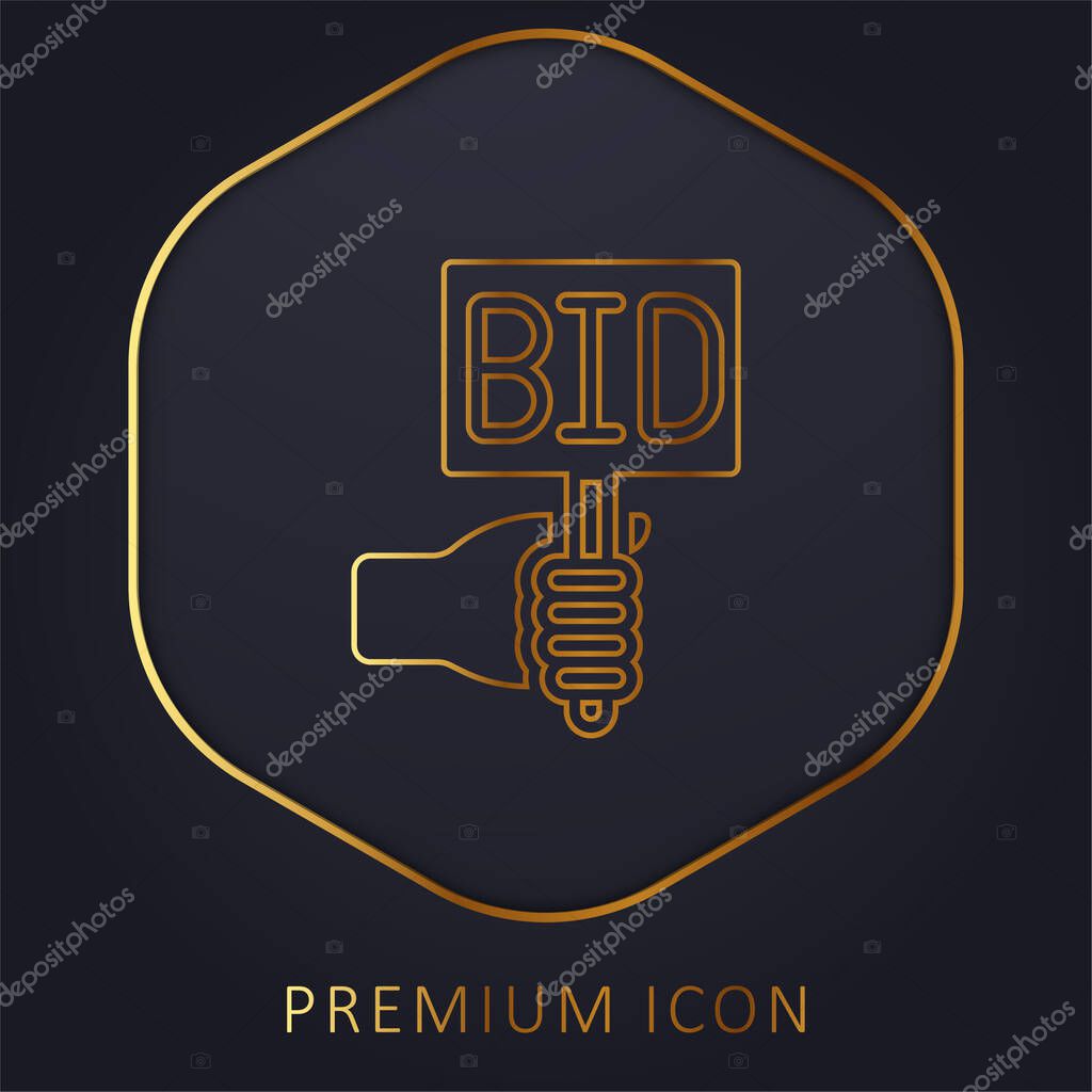 Bid golden line premium logo or icon
