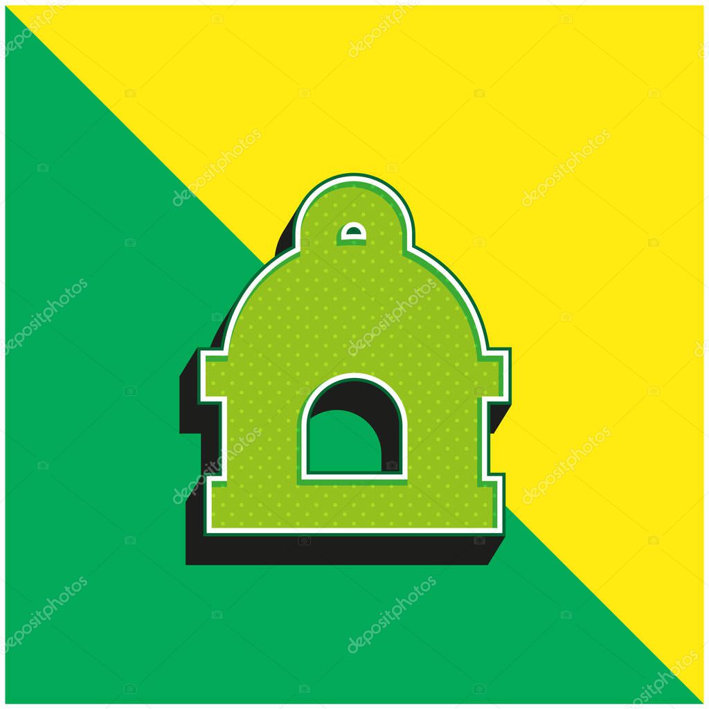Bird House Green and yellow modern 3d vector icon logo