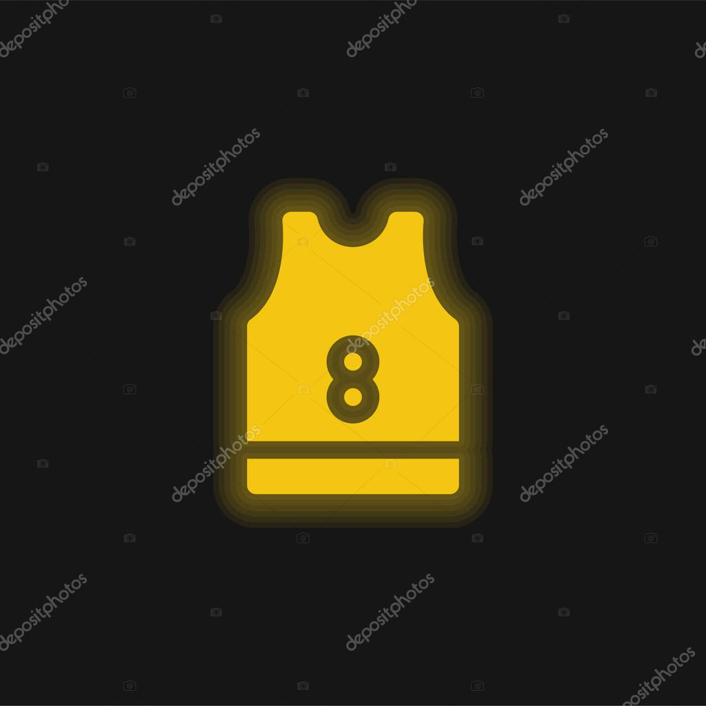 Basketball Jersey yellow glowing neon icon