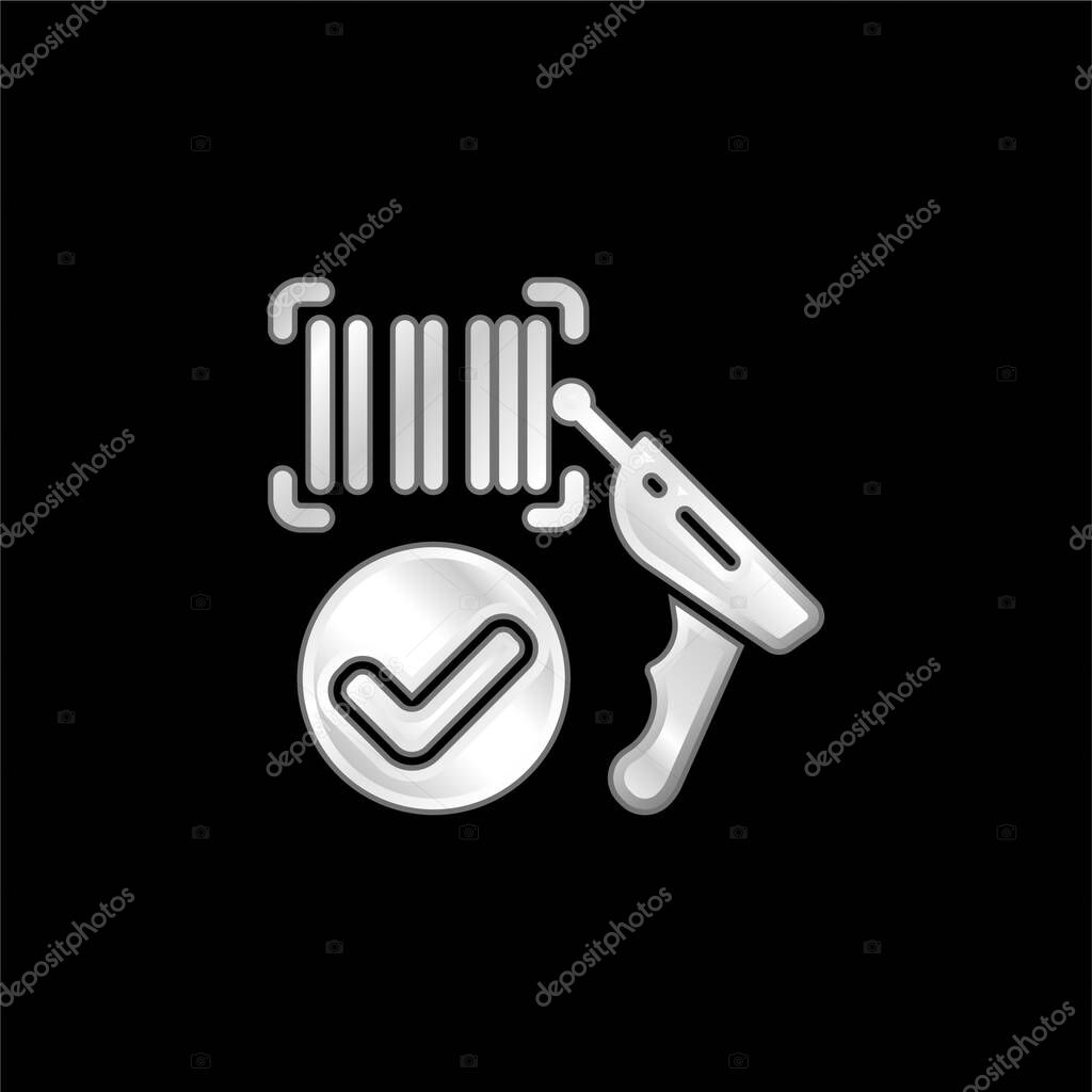 Barcode silver plated metallic icon